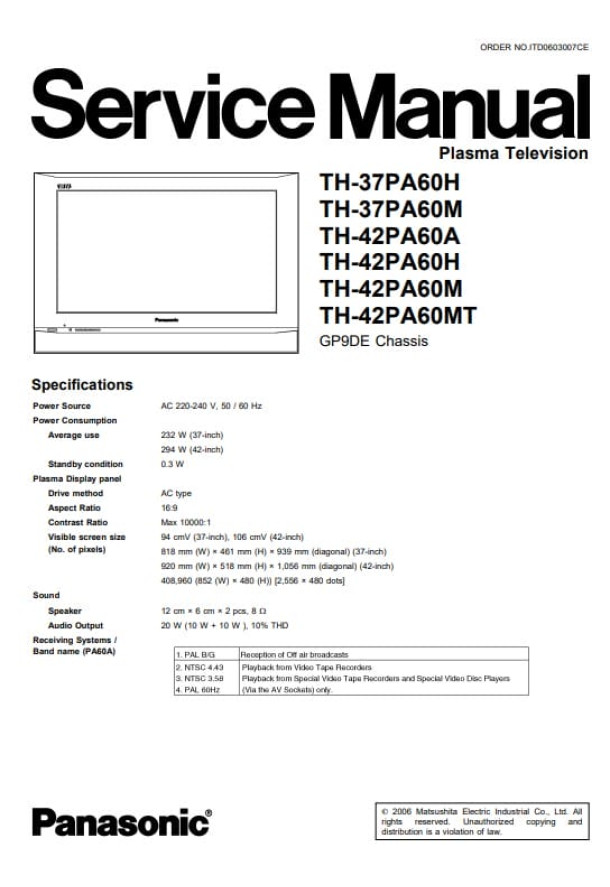 GP9DE_TH-37PA60H, TH-37PA60M, TH-42PA60A, TH-42PA60H